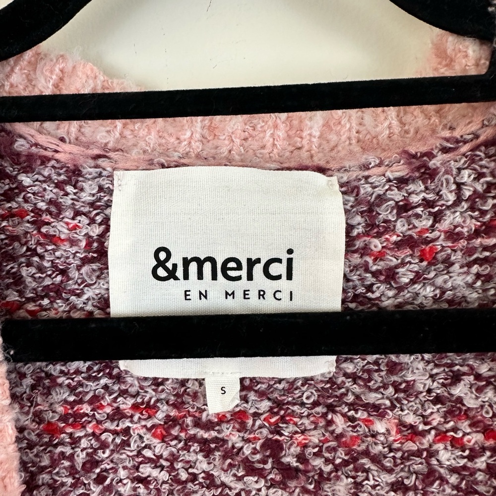 &Merci Colorful Pink Floral Open Cardigan Sweater Oversized Size Small - Picture 3 of 6